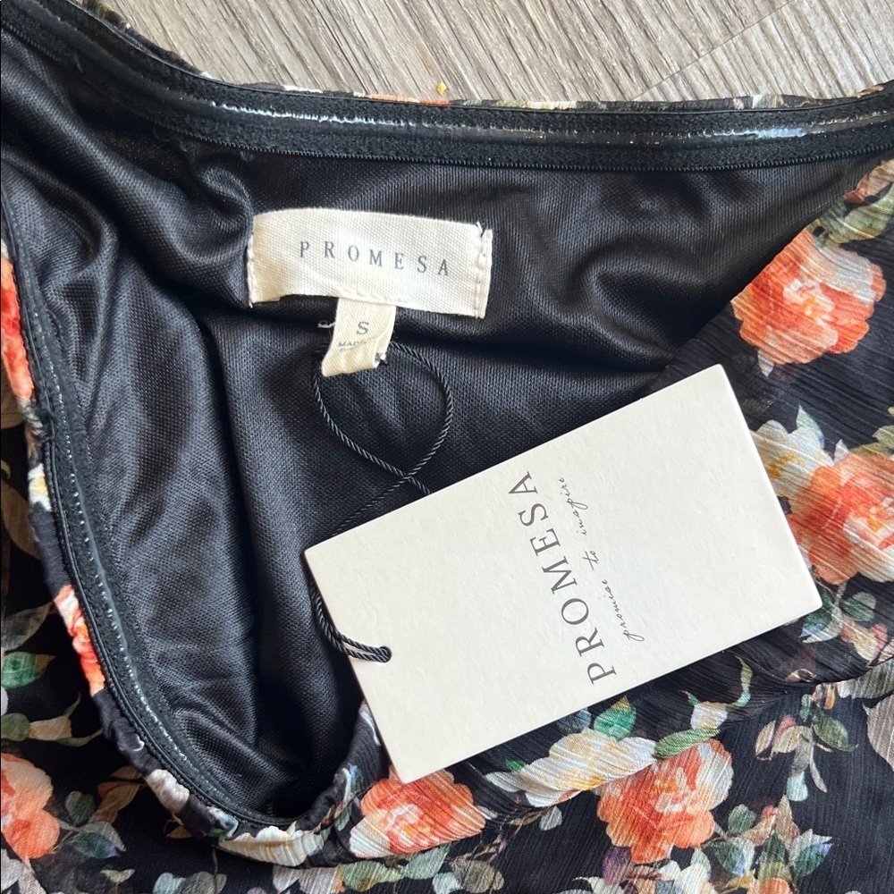 Promesa Strapless Black Floral Dress Size S - Picture 2 of 6